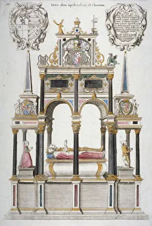 Wenceslaus Collection: Monument of William Herbert, Earl of Pembroke, in old St Pauls Cathedral, City of London, 1656