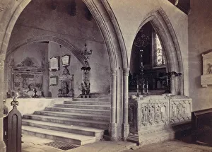 Stairs Prints: Monuments and Chancel Steps, Tenby Church, 1870s. Creator: Francis Bedford