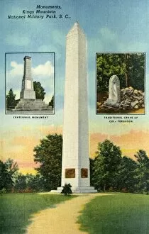 Curteich Chicago Collection: Monuments, Kings Mountain. National Military Park, S. C. 1942. Creator: Unknown