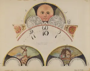 Numeral Prints: Moon Disc Paintings for Grandfathers Clock, c. 1937. Creator: Francis Law Durand