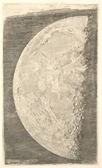 Surface Prints: The Moon in its Final Quarter, 1635. Creator: Claude Mellan