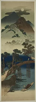 Eisen Keisai Gallery: Full Moon Over Mountain Scenery, Japan, c. 1835. Creator: Ikeda Eisen