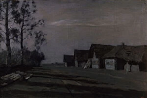 Country Village Gallery: Moon night. A village, 1897. Artist: Levitan, Isaak Ilyich (1860-1900)