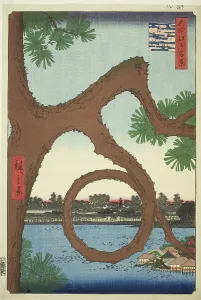 Spiral Prints: The Moon Pine on the Temple Grounds at Ueno (Ueno sannai Tsuki no matsu)