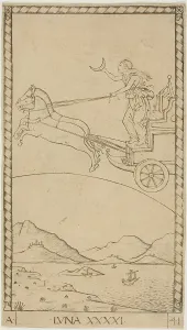 Mantegna Prints: The Moon, plate 41 from Planets and Spheres, c.1465. Creator: Unknown