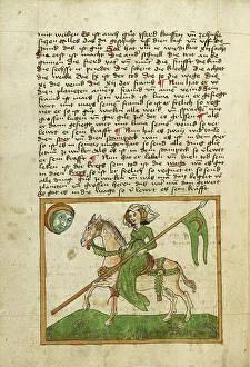 Watercolour And Ink Prints: The Moon Represented as a Woman on Horseback, shortly after 1464. Creator: Unknown