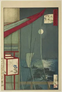 Reflected Collection: The Moon Beyond Shinagawa (Shinagawa mikoshi no tsuki), from the series 'One Hundred Views... 1884