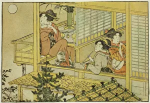 Double Page Prints: Moon-Viewing Party, from the illustrated book Picture Book: Flowers of the Four Seasons