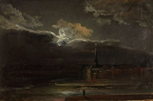 Moonlit Prints: Moonlight over Dresden, c1810-1850. Creator: Johan Christian Dahl