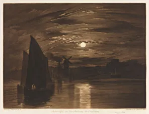 Frank Short British Prints: Moonlight on the Medway at Chatham, 1920. Creator: Joseph Mallord William Turner (British