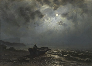 Knud Andreassen Baade Prints: Moonlight on the Norwegian Coast, 1876. Creator: Knud Baade