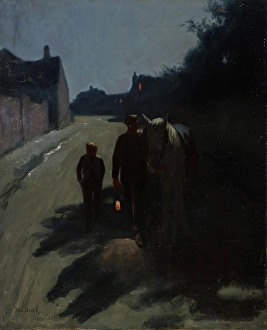 Moonlit Prints: Moonlight (On the Road at Night), 1885. Creator: Otto Stark