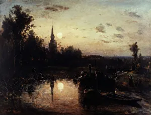 Moonlight in Overschie (near Rotterdam), 1855. Creator: Johan Barthold Jongkind