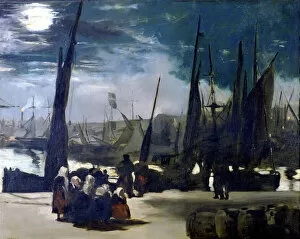 Time Of Day Gallery: Moonlight over the Port of Boulogne, 1869. Artist: Edouard Manet