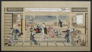 Moonlight Revelry at Dozo Sagami, Late 18th cent Artist: Utamaro, Kitagawa (1753-1806)