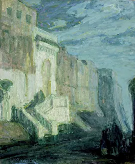 Morocco Prints: Moonlight: Walls of Tangiers, between c1913 and c1914. Creator: Henry Ossawa Tanner