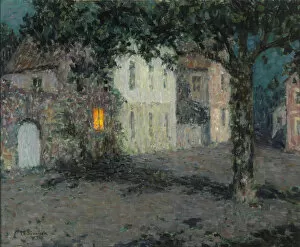 Cherbourg Collection: Moonlit City Square in Cherbourg, ca 1934. Artist: Le Sidaner, Henri (1862-1939)