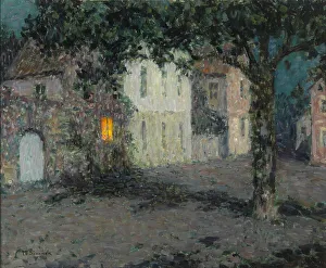 Cherbourg Collection: Moonlit City Square in Cherbourg, ca 1934. Artist: Le Sidaner, Henri (1862-1939)