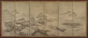 Muromachi Period Prints: Moonlit Landscape (one of a pair), late 1500s. Creator: Unknown