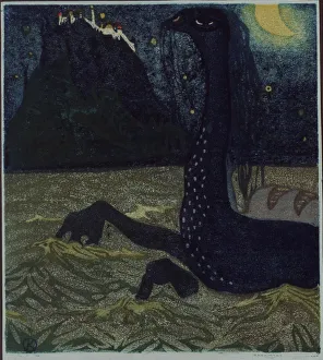 Moonlit night, 1907. Artist: Kandinsky, Wassily Vasilyevich (1866-1944) Moonlit night, 1907. Artist: Kandinsky, Wassily Vasilyevich (1866-1944)