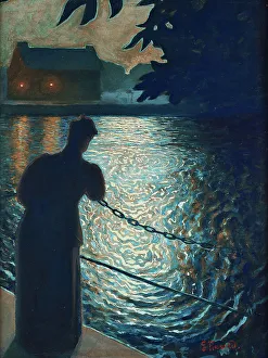 Fjaestad Prints: Moonlit scene, Örebro, 1897. Creator: Fjaestad, Gustaf (1868-1948)