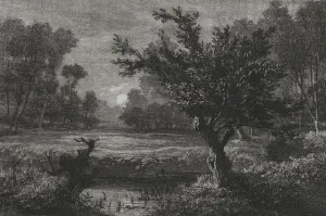 Moonrise in the Andilly Valley, 1845. Creator: Charles Francois Daubigny (French, 1817-1878)