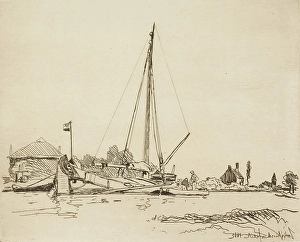 Mast Prints: The Moored Boat, 1862. Creator: Johan Barthold Jongkind
