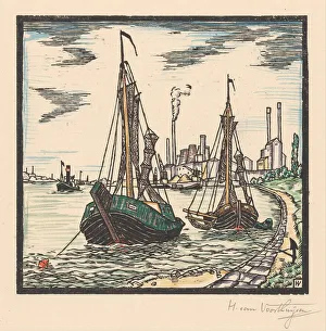 Ditch Prints: Moored fishing boats, 1871-1918. Creator: Henriëtte van Hove