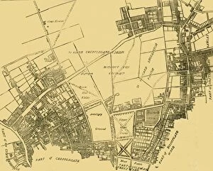 Spitalfields Gallery: Moorfields and its Neighbourhood (From a Map of about 1720), (c1872). Creator: Unknown