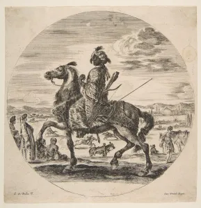 Leopard Skin Prints: A Moorish horseman facing the left, standing and seated Turks in the middle ground, an