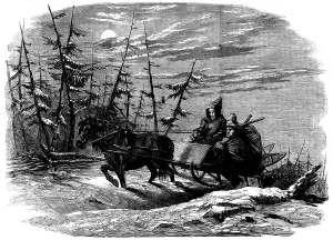 Ponies Prints: Moose-hunting in Canada - en route for the Hunting Ground, 1858. Creator: Unknown