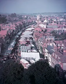 Tents Prints: Mop Fair, High Street, Marlborough, Wiltshire c1960s. Creator: Arthur Charles Kirby Ware