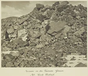 Climbing Prints: Moraine on the Tasman Glacier, Mt Cook district, 1920s. Creator: Harry Moult