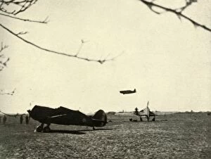 Bt Batsford Ltd Gallery: Morane 406 at Vassincourt Aerodrome with French Curtiss Hawk and Hurricane, 1939-1940, (1941)