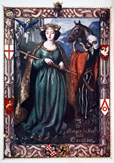 Morgan le Fay with Excalibur, 1905. Artist: Dora Curtis