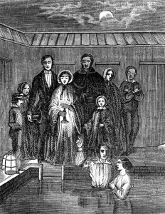 Mormonism Prints: Mormon baptism by total immersion, Salt Lake City, Utah, 1853