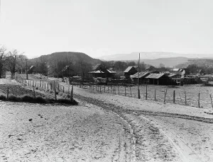 Escalante Prints: Mormon farm village, Escalante, Utah, 1936. Creator: Dorothea Lange