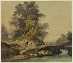 Watercolor Prints: Morning (A Wooded River Landscape), 19th century. Creator: Unknown