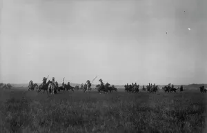 Great Plains Prints: Morning attack, c1907. Creator: Edward Sheriff Curtis