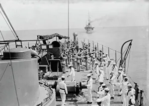 Cruiser Prints: Morning drill - USS Seattle, between c1910 and c1915. Creator: Bain News Service