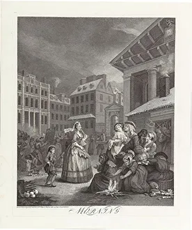 Morning, From the Series The Four Times of the Day, 1738. Creator: Hogarth, William (1697-1764). Morning, From the Series The Four Times of the Day, 1738. Creator: Hogarth, William (1697-1764)
