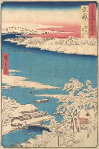Morning after a Snowfall, the Sumida River, Musashi Province, from the series Views o... ca. 1853. Creator: Ando Hiroshige
