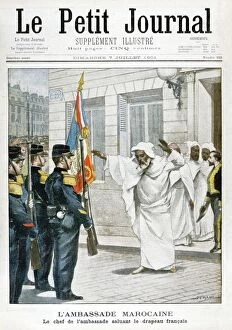 Moroccan Embassy, The chief ambassador saluting the French flag, 1901