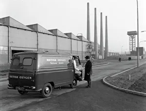 Rotherham Prints: Morris J4 van at the Park Gate Iron and Steel Company, Rotherham, South Yorkshire, 1964