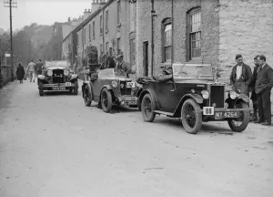 Morris Minor of FR Webb and MG M type of WP Uglow, MCC Sporting Trial, Litton, Derbyshire, 1930