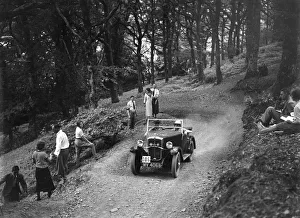 Hairpin Bend Prints: Morris Minor taking part in the B&HMC Brighton-Beer Trial, Fingle Bridge Hill, Devon, 1934