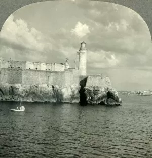 Cuba Gallery: Morro Castle and Havana Harbor from the Sea, Cuba, c1930s. Creator: Unknown