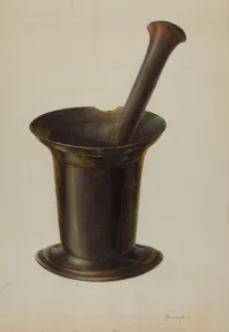 Mortar And Pestle Prints: Mortar and Pestle, c. 1937. Creator: Gerald Transpota