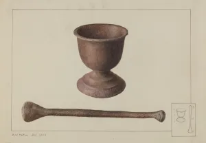 Mortar And Pestle Prints: Mortar and Pestle, c. 1938. Creator: Ralph Morton