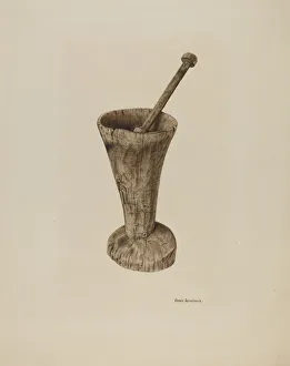 Mortar And Pestle Prints: Mortar and Pestle, c. 1941. Creator: Ursula Lauderdale